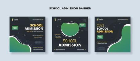 School admission square banner. Suitable for educational banner and social media post template vector