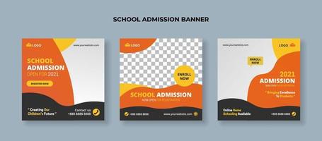 School admission social media post template. Suitable for educational banner vector