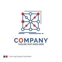 Company Name Logo Design For Data. framework. App. cluster. complex. Blue and red Brand Name Design with place for Tagline. Abstract Creative Logo template for Small and Large Business. vector