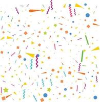 Vector abstract White Background with many falling tiny colorful confetti pieces and ribbon. Carnival. Christmas or New Year decoration colorful party pennants for birthday. festival