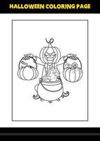 Halloween coloring page for kids. Line art coloring page design for kids. vector