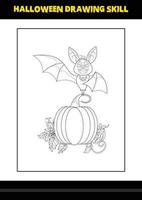 Halloween drawing skill for kids. Halloween drawing skill coloring page for kids. vector