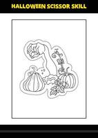 Halloween scissor skill for kids. Halloween scissor skill coloring page for kids. vector