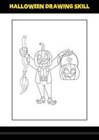 Halloween drawing skill for kids. Halloween drawing skill coloring page for kids. vector