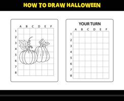 How to draw Halloween for kids. Halloween drawing skill coloring page for kids. vector