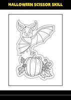 Halloween scissor skill for kids. Halloween scissor skill coloring page for kids. vector