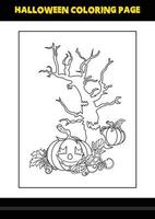Página para colorear de Halloween para niños. diseño de página de coloreado de arte lineal para niños. vector