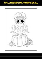 Halloween drawing skill for kids. Halloween drawing skill coloring page for kids. vector