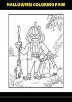 Halloween coloring page for kids. Line art coloring page design for kids. vector