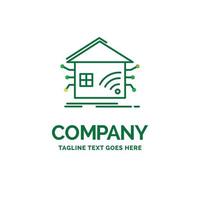 Automation. home. house. smart. network Flat Business Logo template. Creative Green Brand Name Design. vector