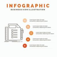 Business. list. plan. planning. task Infographics Template for Website and Presentation. Line Gray icon with Orange infographic style vector illustration