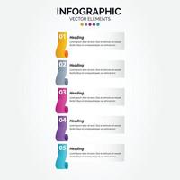 Timeline 5 options Vertical Infographic for presentations workflow process diagram flow chart report vector