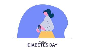 antecedentes del día mundial de la diabetes, medidor de glucosa en sangre y concepto de producción de insulina vector