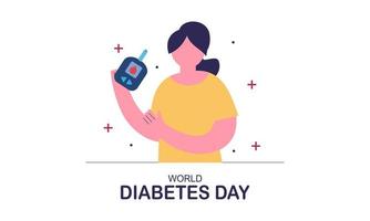 World diabetes day background, blood glucose testing meter and insulin production concept vector