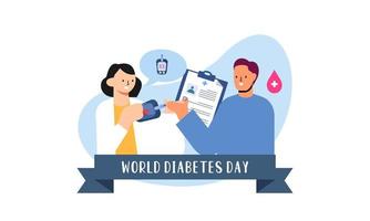 antecedentes del día mundial de la diabetes, medidor de glucosa en sangre y concepto de producción de insulina vector