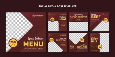 Food social media banner. Food square banner for restaurant and cafe vector