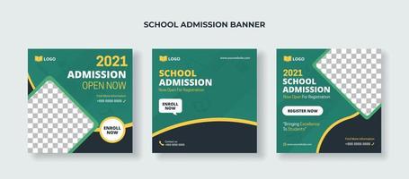 School admission square banner. Suitable for educational banner and social media post template vector