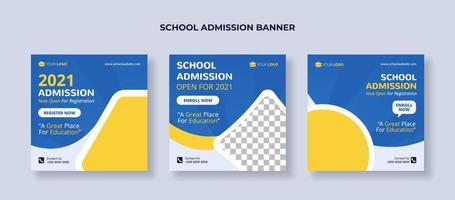 School admission banner for social media post template vector