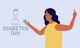 antecedentes del día mundial de la diabetes, medidor de glucosa en sangre y concepto de producción de insulina vector