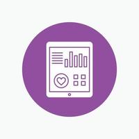 monitoring. health. heart. pulse. Patient Report White Glyph Icon in Circle. Vector Button illustration