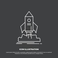 launch. startup. ship. shuttle. mission Icon. Line vector symbol for UI and UX. website or mobile application