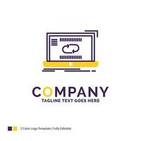 Company Name Logo Design For Communication. connection. link. sync. synchronization. Purple and yellow Brand Name Design with place for Tagline. Creative Logo template for Small and Large Business. vector