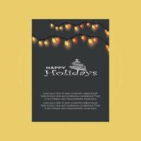 happy Holiday Tree Merry Christmas Lights background vector