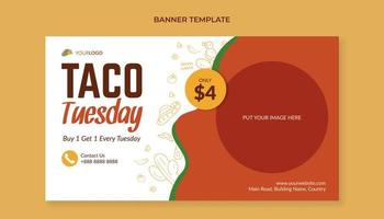 Taco tuesday banner template for mexican food restaurant vector