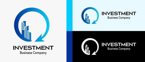 Investment logo for building and mortgage company, building in circle with creative concept. premium logo illustration Vector