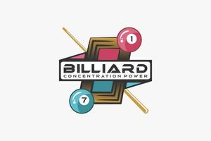 Billiard logo design with creative concept, billiard ball icon combined with table icon and billiard stick vector