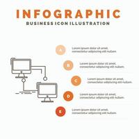 local. lan. connection. sync. computer Infographics Template for Website and Presentation. Line Gray icon with Orange infographic style vector illustration