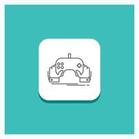 Round Button for game. gaming. mobile. entertainment. app Line icon Turquoise Background vector