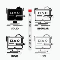 Art. computer. design. digital. studio Icon in Thin. Regular. Bold Line and Glyph Style. Vector illustration