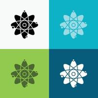 atom. nuclear. molecule. chemistry. science Icon Over Various Background. glyph style design. designed for web and app. Eps 10 vector illustration