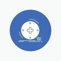 Clinical. digital. health. healthcare. telemedicine White Glyph Icon in Circle. Vector Button illustration