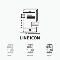 frontend. interface. mobile. phone. developer Icon in Thin. Regular and Bold Line Style. Vector illustration