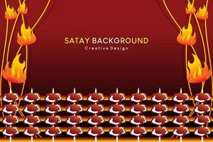 Grilled meat satay vector background with creative concept