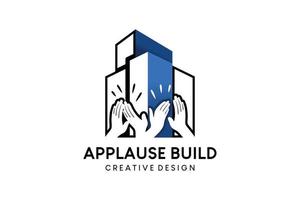Applause vector illustration logo design combined with building