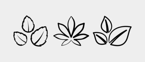 diseño de icono de hoja de mandioca con concepto creativo dibujado a mano vector
