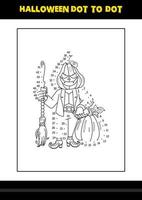 Halloween dot to dot coloring page for kids. Line art coloring page design for kids. vector