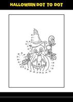 Halloween dot to dot coloring page for kids. Line art coloring page design for kids. vector