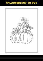 Halloween dot to dot coloring page for kids. Line art coloring page design for kids. vector