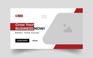 video thumbnail and business workshop live stream promotion web banner template vector