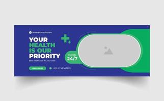 medical healthcare facebook cover timeline cover photo web banner template. vector