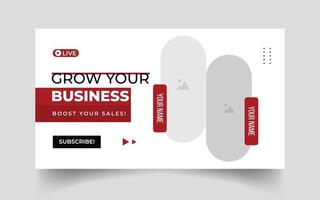miniatura de video y plantilla de banner web de promoción de transmisión en vivo de taller de negocios vector