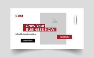 video thumbnail and business workshop live stream promotion web banner template vector