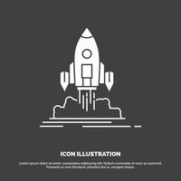 Launch. mission. shuttle. startup. publish Icon. glyph vector symbol for UI and UX. website or mobile application