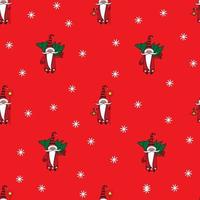 Christmas seamless pattern with gnomes, trees and snowflakes vector