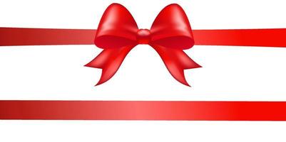 Shiny red color satin ribbon on white background vector