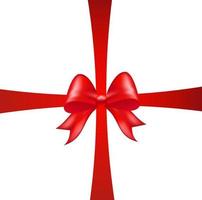 Shiny red color satin ribbon on white background vector